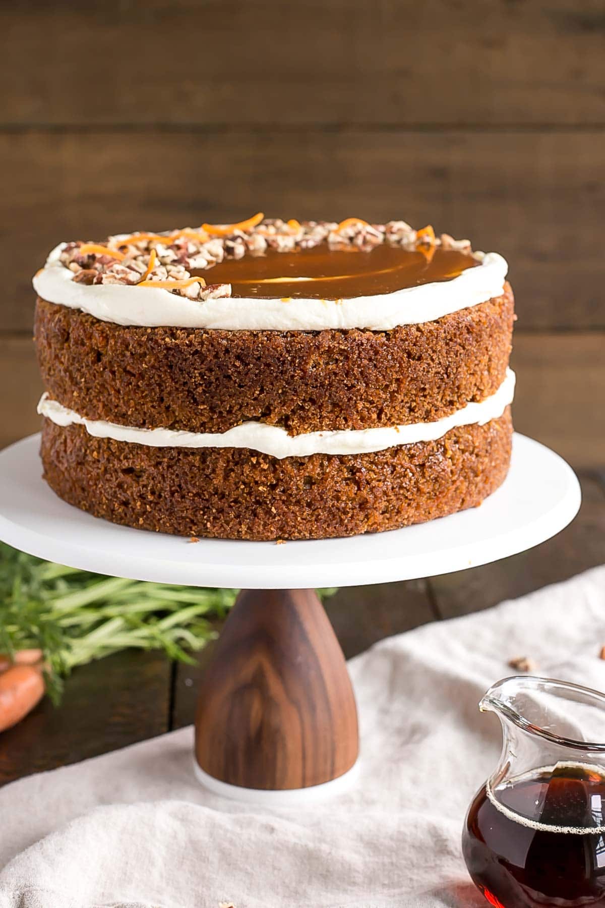 Angled shot of the carrot cake.